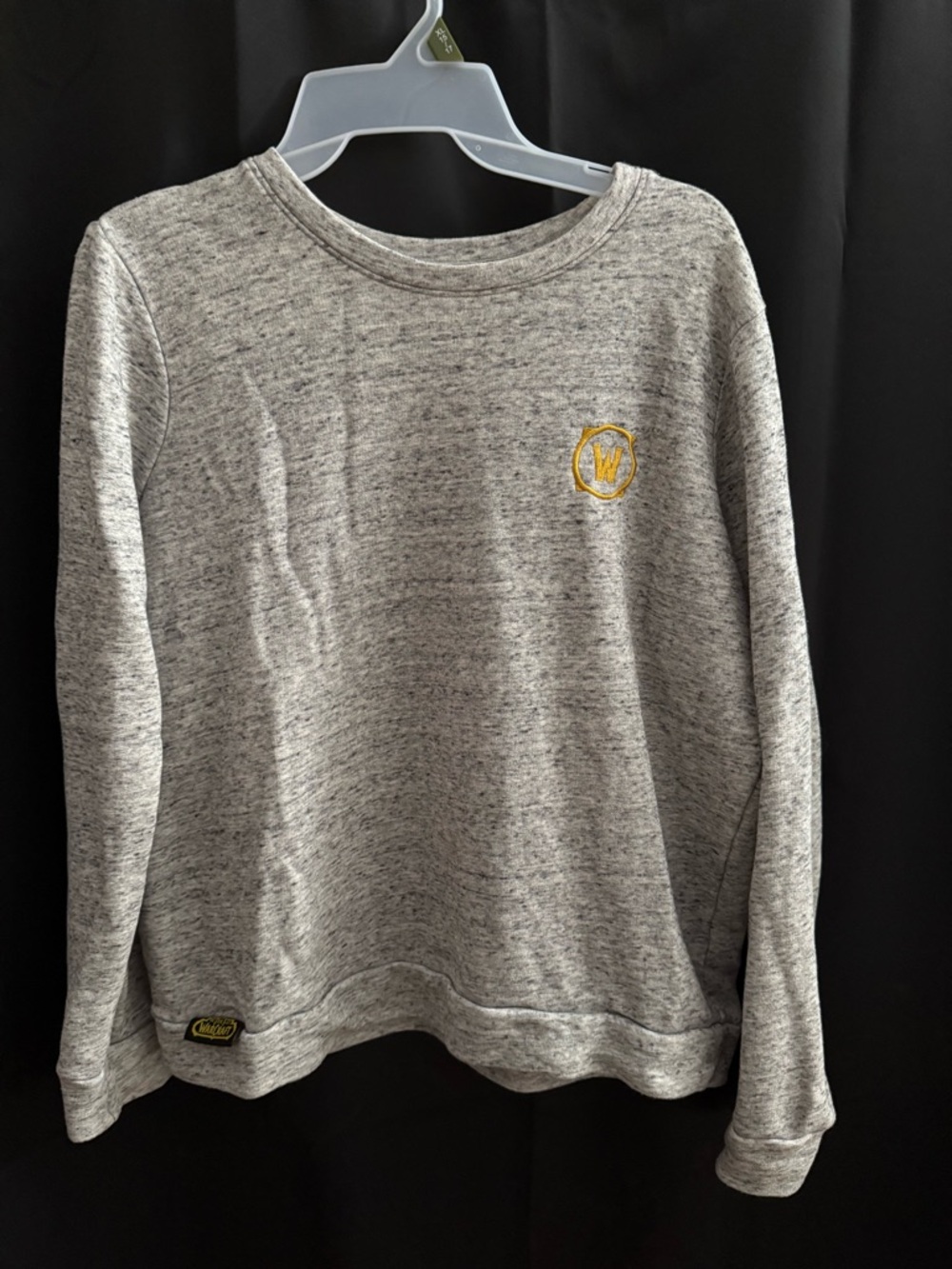 Vintage World of Warcraft Heather Gray Pullover Sweatshirt with Gold Logo
